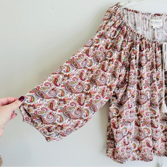 Denim & Supply Ralph Lauren Boho Peasant Tassle Top Cream Paisley - Picture 4 of 6